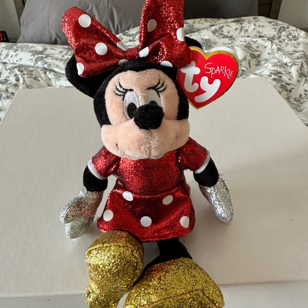 Disney TY Sparkle Minnie Mouse With Tags Attached
